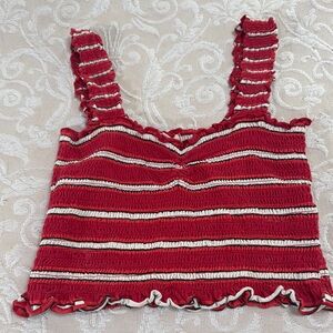 Billabong Red Ribbed Sleeveless Crop Tank